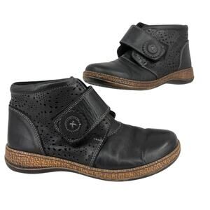 Spring Step Souzala Bootie Womens Size EU 38 Black Leather Perforated Boot